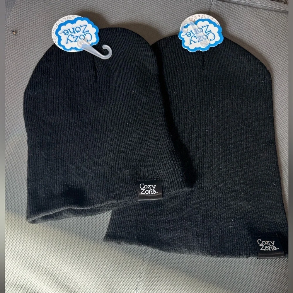 Cozy Zone Black Knit Beanies